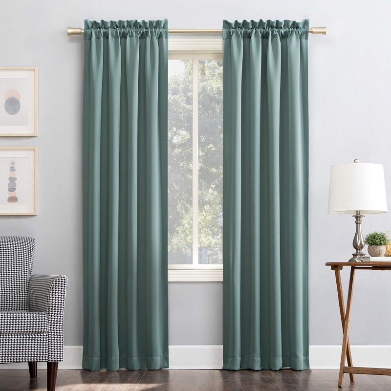 Sun Zero Easton Energy Saving Blackout Rod Pocket Curtain Panel, 40" x 84", Mineral - Image 1